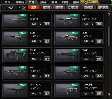 cf所有gp武器大全-CF GP武器分类详解