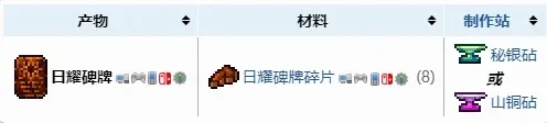 泰拉瑞亚日耀石板怎么造-泰拉瑞亚日耀石板造法