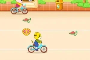 巧虎自行车比赛小游戏-巧虎骑行趣味比赛