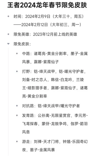 王者荣耀2024龙年限定皮肤多少钱